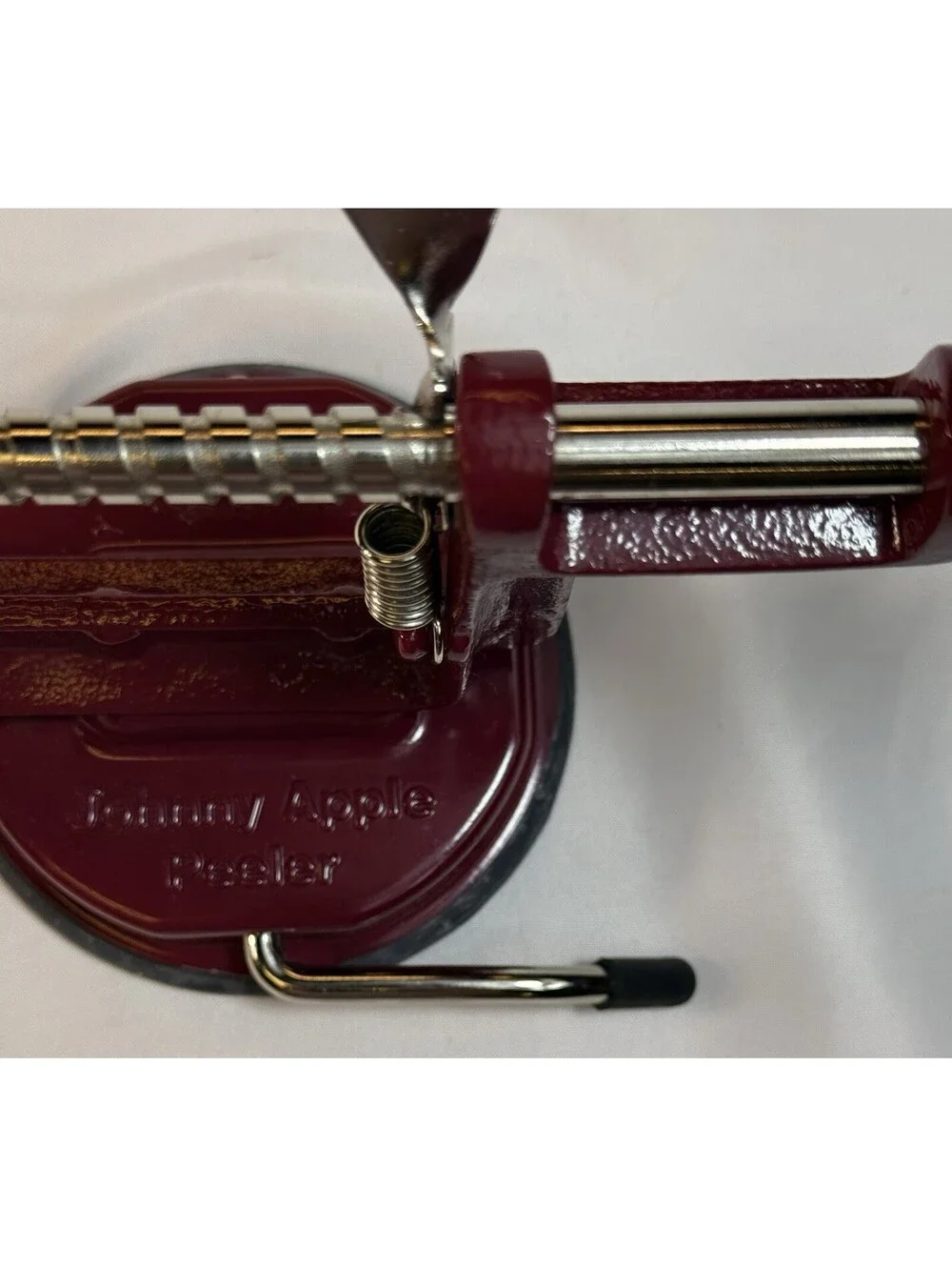 Johnny Apple Peeler by Victorio Suction Base Strong Cast Iron Red